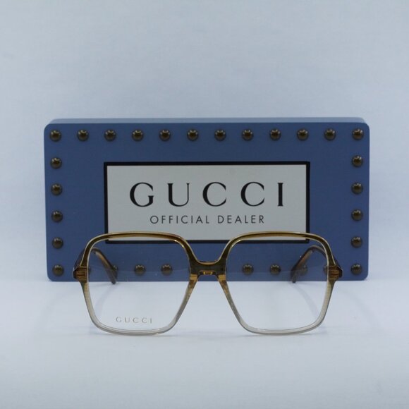Gucci GG1003O 003 Square Eyeglasses – Striped Brown Crystal Fade 53mm - Picture 2 of 10